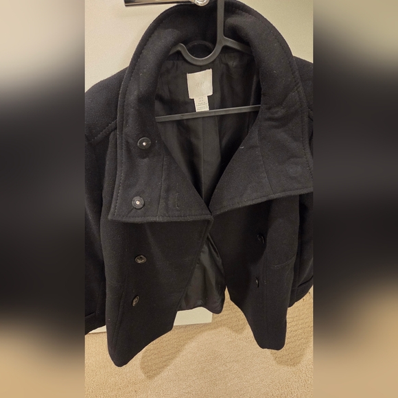 H&M Black Pea Coat - Picture 3 of 3